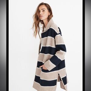 100% merino wool cardigan madewell navy and beige. Striped Ballard Sweater Coat